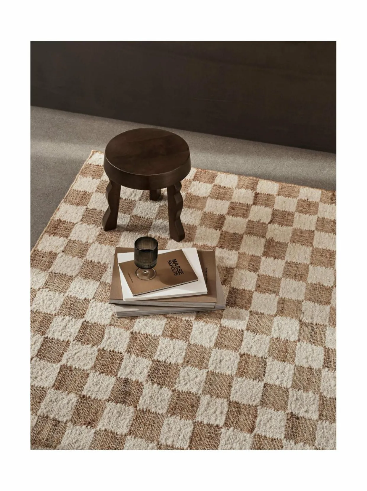 Check Wool Jute -matto, 140 x 200 cm