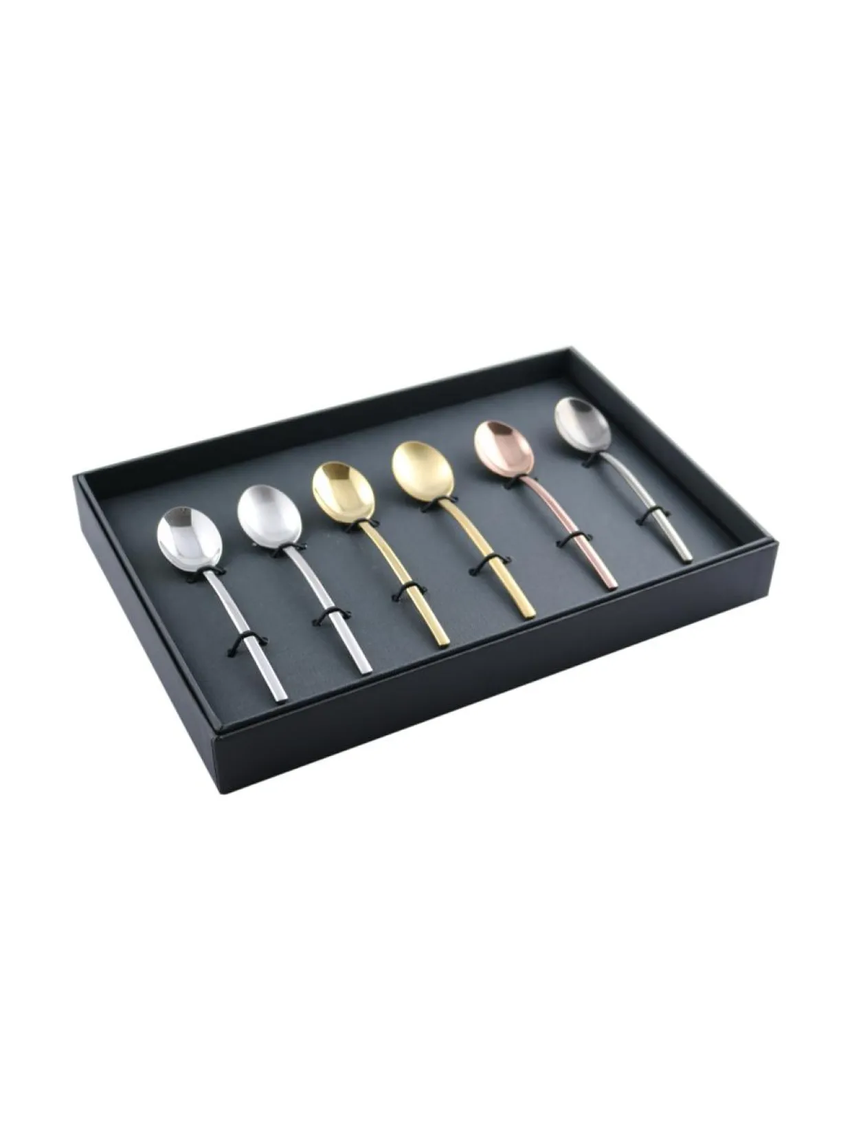 Due Multicolore-kahvilusikka 6 kpl lahjapakkauksessa