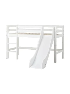 Hoppekids ECO Dream puolikorkea sänky 70x160cm liukumäellä, valkoinen