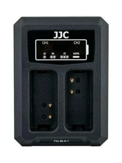 JJC DCH-BLH1 USB Dual Battery Charger -tuplalaturi (Olympus BLH-1)