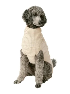 Koiran neule, palmikko, vaalea beige