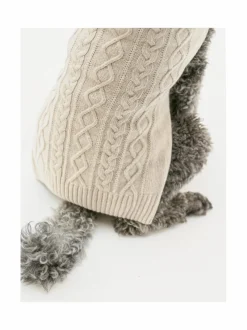 Koiran neule, palmikko, vaalea beige