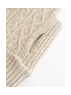 Koiran neule, palmikko, vaalea beige