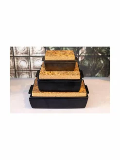 Large -kannellinen uunivuoka ja korkkialusta, 35 x 23,5 x 10,5 cm