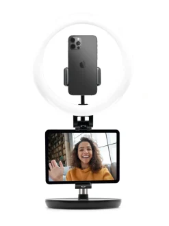 LED-rengasvalo, tabletin-/puhelinteline valolla Musta