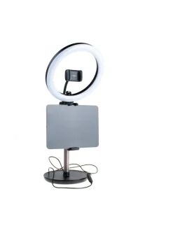 LED-rengasvalo, tabletin-/puhelinteline valolla Musta