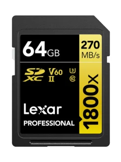 Lexar Pro 64GB SDXC (1800x, 180Mb/s) UHS-II (U3 / V60 / C10) muistikortti