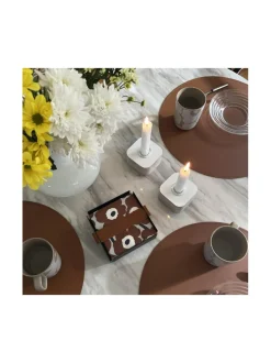 Nahkainen pöytätabletti pyöreä, ruskea