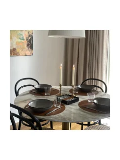 Nahkainen pöytätabletti pyöreä, ruskea