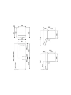 Smeg FAB32LPK5 -jääkaappipakastin, vaaleanpunainen vasenkätinen