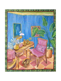 Unelmien olohuone, akryylimaalaus 100x80 cm, Pia Rydman