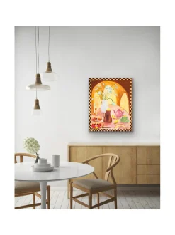 Vaaleanpunainen teehetki, 73x60 cm, akryylimaalaus, Pia Rydman