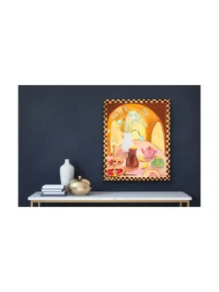 Vaaleanpunainen teehetki, 73x60 cm, akryylimaalaus, Pia Rydman